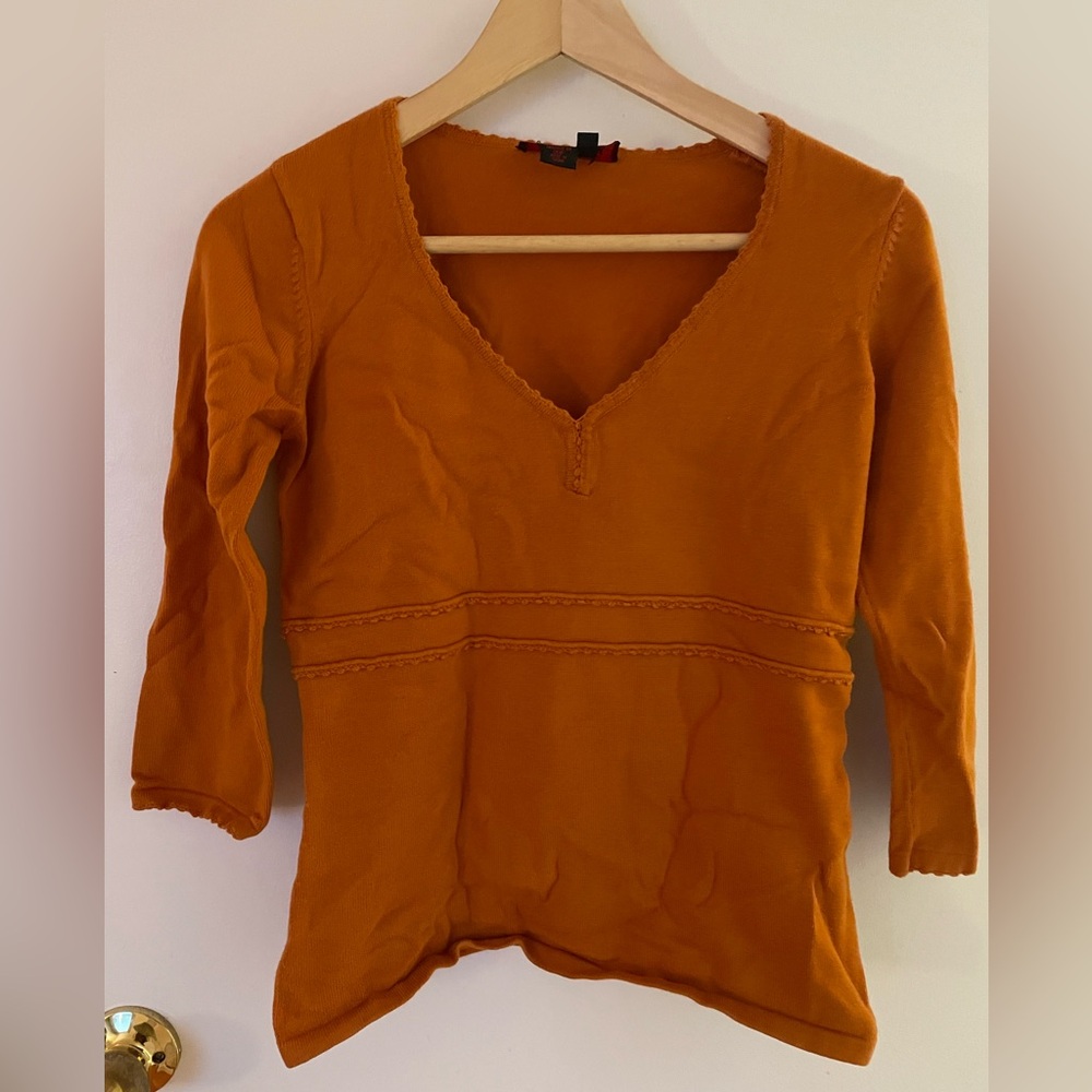Simon Chang orange half-sleeve top